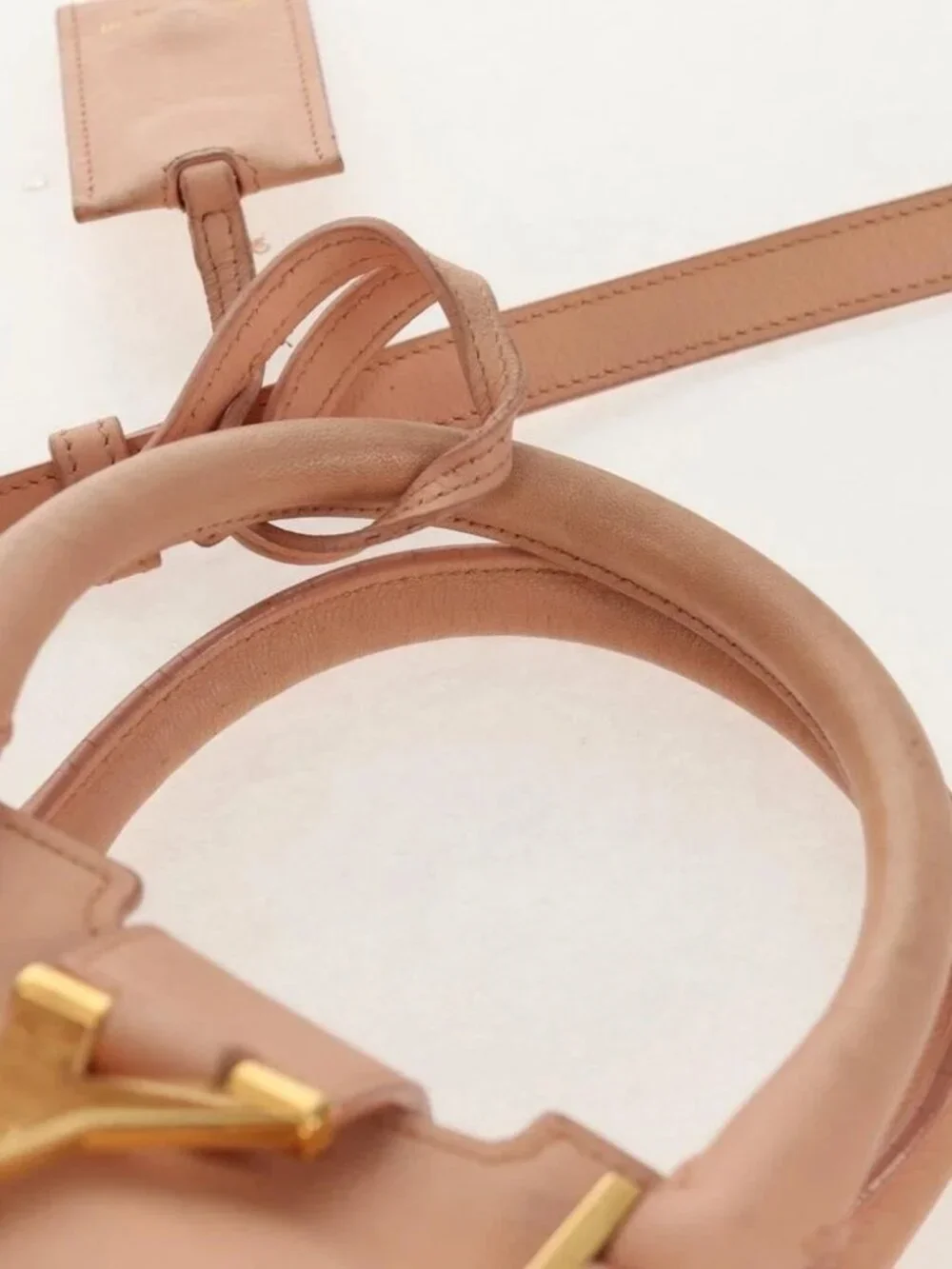 SAINT LAURENT Petit Kabas Hand Bag Leather 2way Pink Gold Auth - Picture 10 of 15